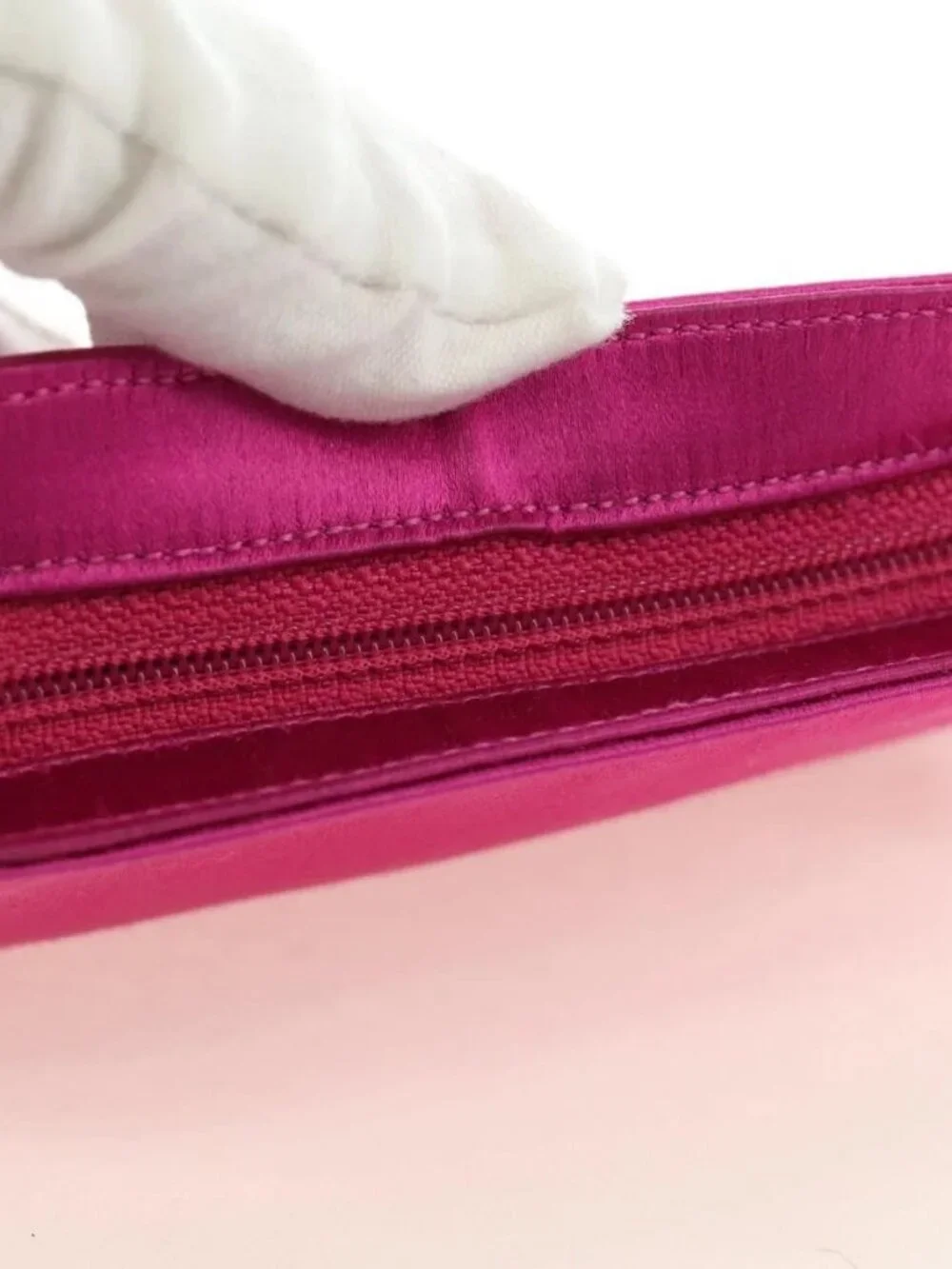 CHANEL Pouch Satin Pink Gold CC Auth 186009SAM